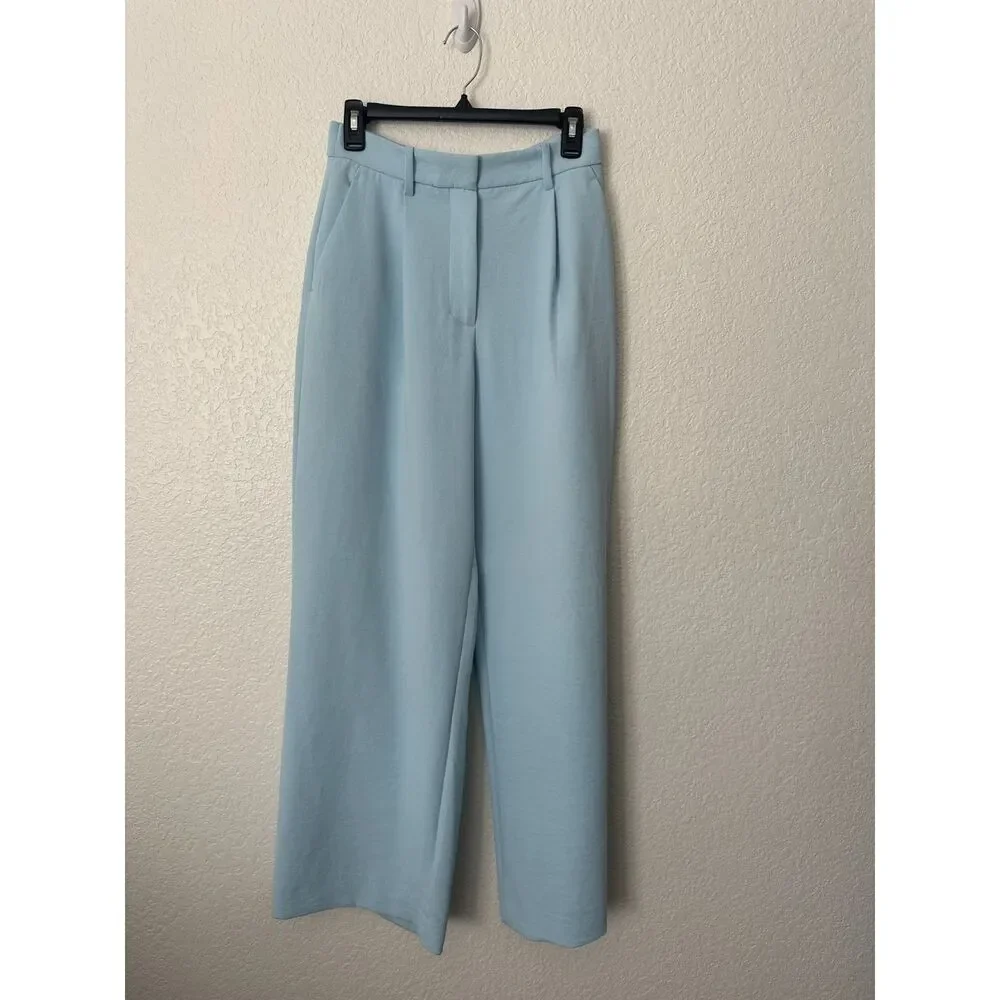 Abercrombie & Fitch Sloane Tailored & Pleated Sky Blue Pants Curve Love Size 27L - Picture 2 of 8